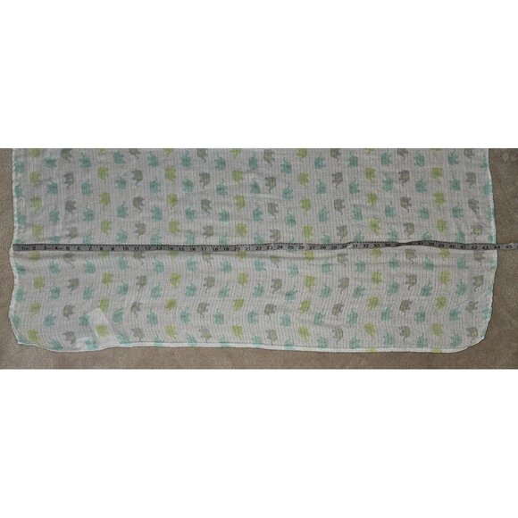 Aden & Anais Ideal Baby Elephant Muslin Cotton Swaddle Blanket Green Gray Blue - Picture 5 of 6